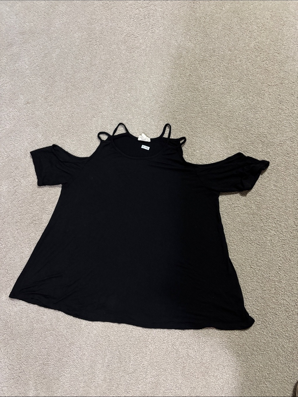 Caution To The Wind Black Cold-Shoulder Strappy Women's Tunic